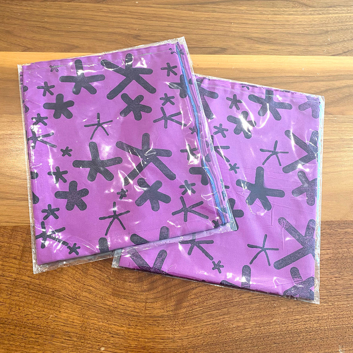 Tea Towel, Deep Purple Cotton with Star Flowers Print