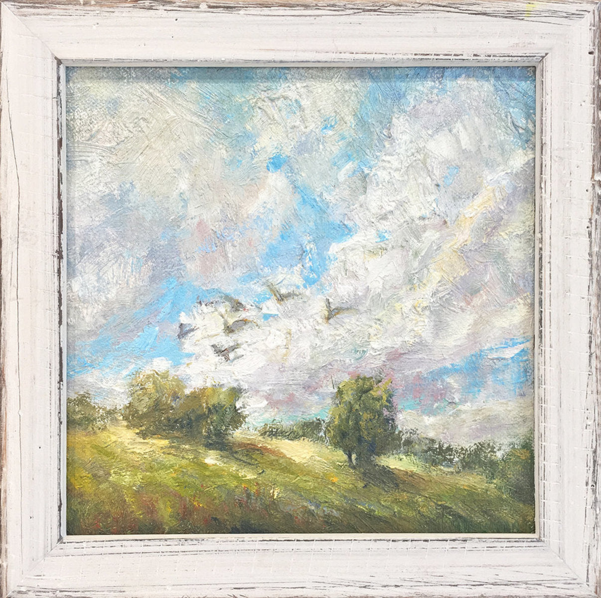 Farm Field with Clouds and Birds (L555)