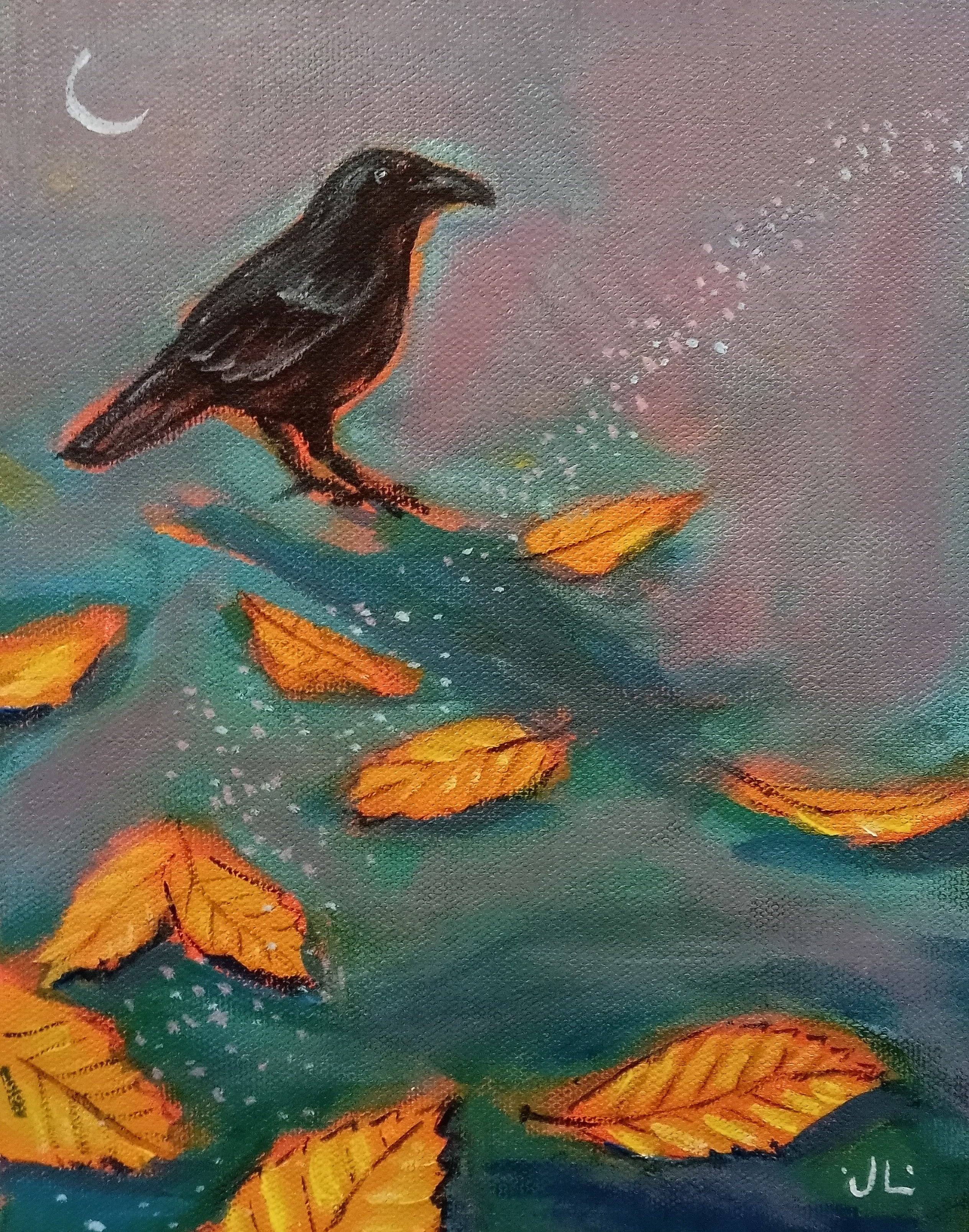 Crow and Leaves