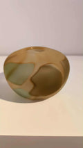 Shadow Vase Series (sandblasted tan w/ brown & blue green, short)