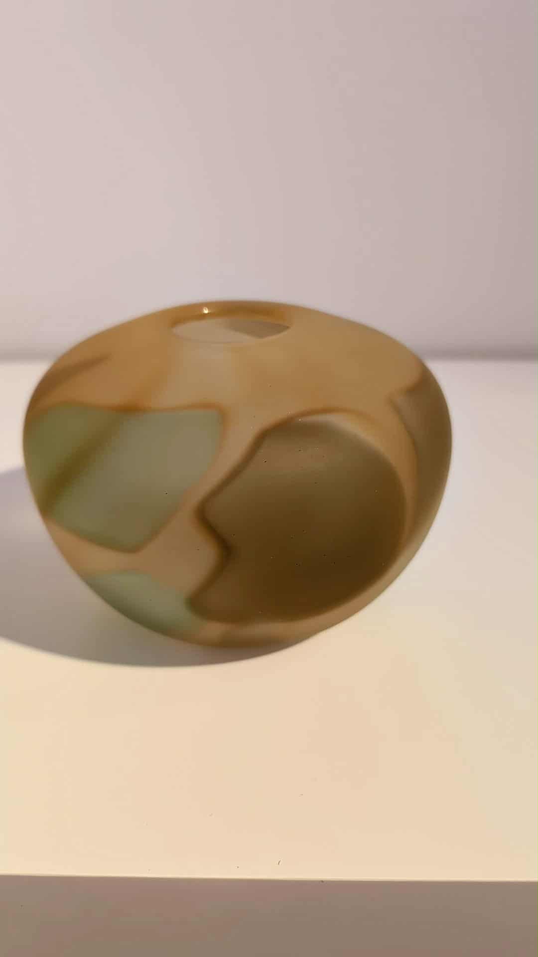 Shadow Vase Series (sandblasted tan w/ brown & blue green, short)