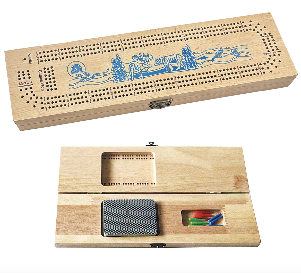 3-Track Cribbage Board - All My Relatives (Indinawemaaganidag) by Native Northwest
