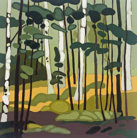 Birch in Green Forest