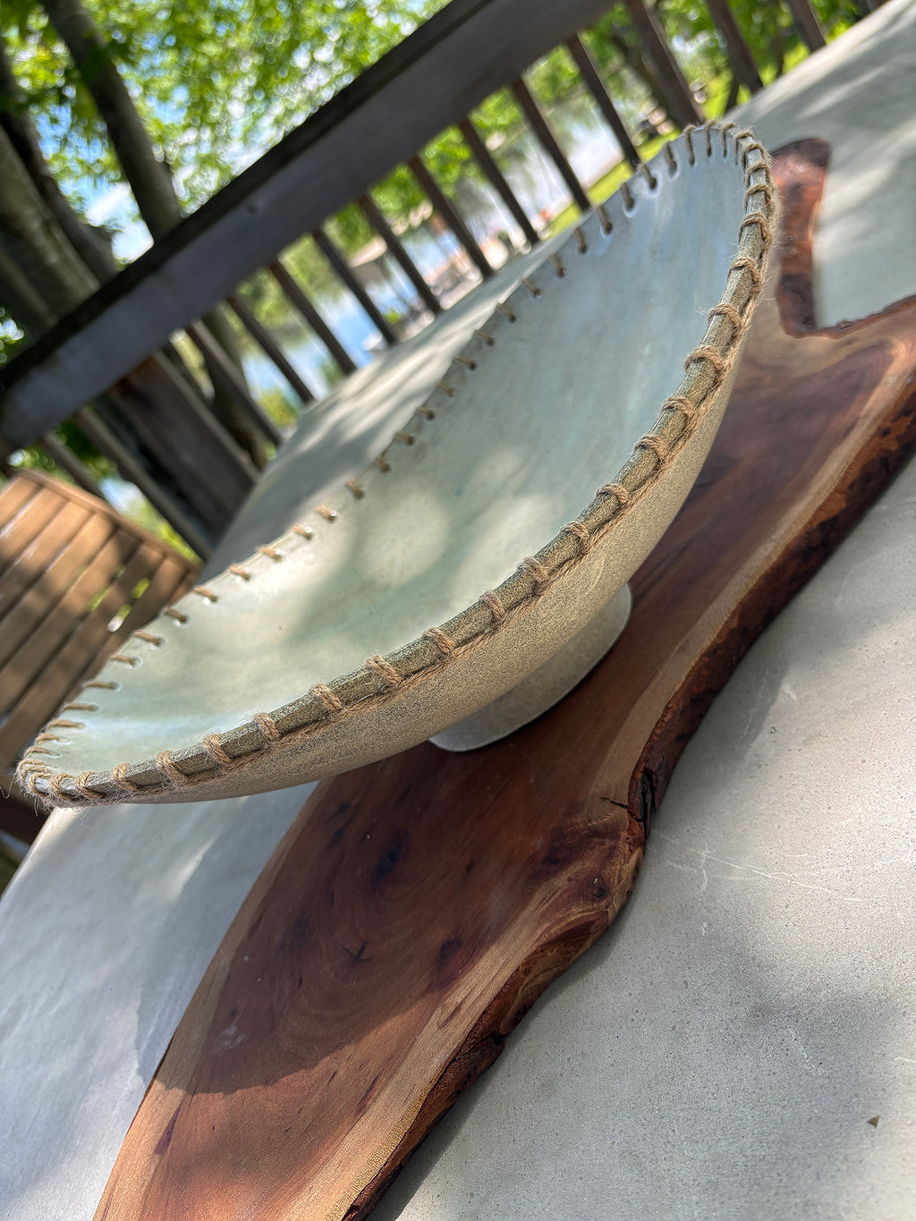 Dark Granite Weaved Large Oval Bowl