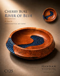 Cherry Burl Dish with Textured Blue Inlay