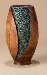 Cherry Vase with Textured Green Accent