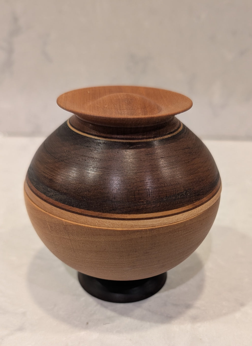 Cherry, Maple, and Purple Heart Lidded Vessel