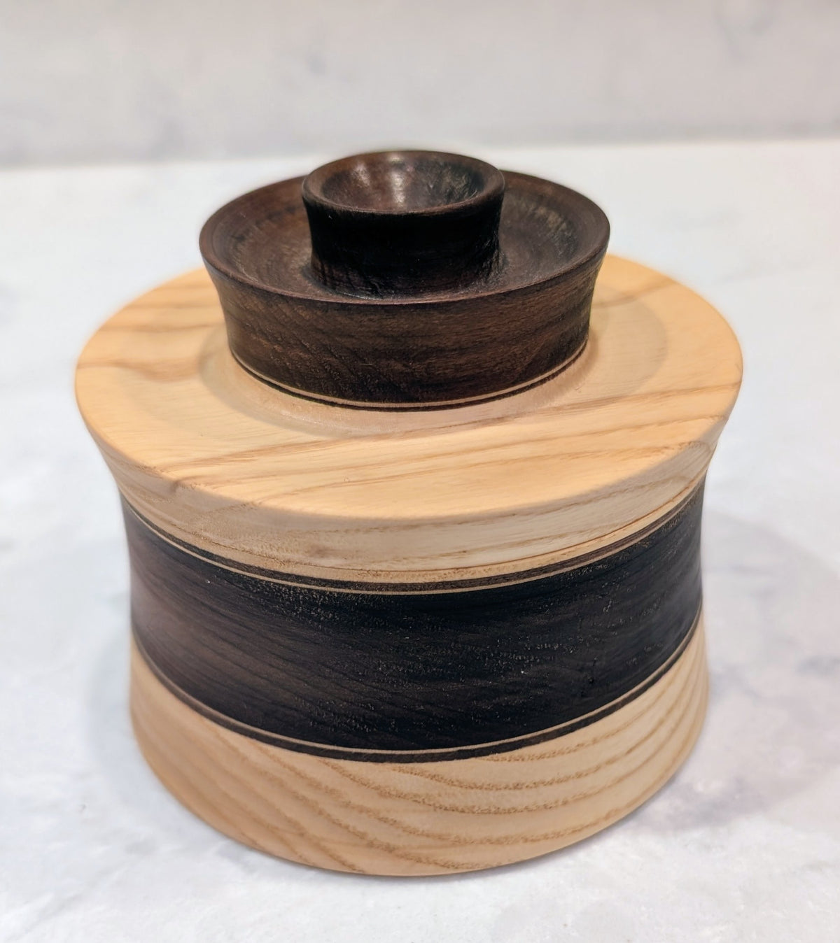 Ash, Walnut, and Toasted Maple Lidded Vessel