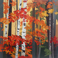 Birch Trunks and Red Leaves by Leanne Baird